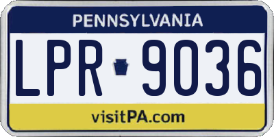 PA license plate LPR9036