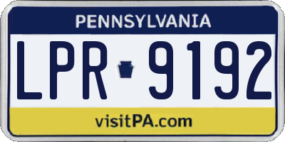 PA license plate LPR9192
