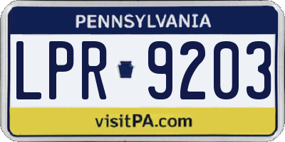 PA license plate LPR9203