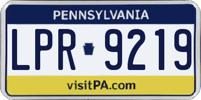 PA license plate LPR9219
