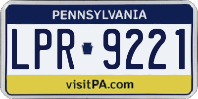 PA license plate LPR9221
