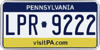 PA license plate LPR9222