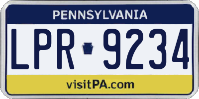 PA license plate LPR9234