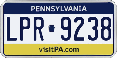 PA license plate LPR9238