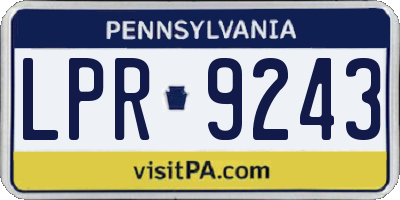 PA license plate LPR9243