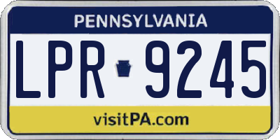 PA license plate LPR9245