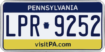 PA license plate LPR9252