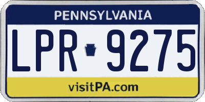 PA license plate LPR9275