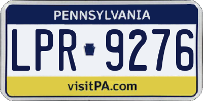 PA license plate LPR9276