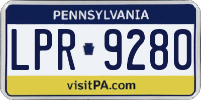 PA license plate LPR9280