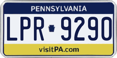 PA license plate LPR9290