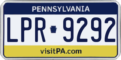 PA license plate LPR9292