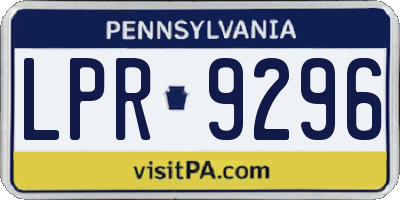PA license plate LPR9296