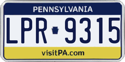 PA license plate LPR9315