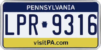 PA license plate LPR9316