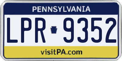 PA license plate LPR9352