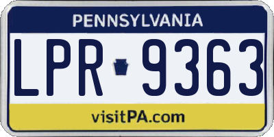 PA license plate LPR9363