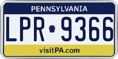 PA license plate LPR9366