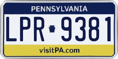 PA license plate LPR9381