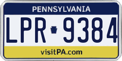 PA license plate LPR9384