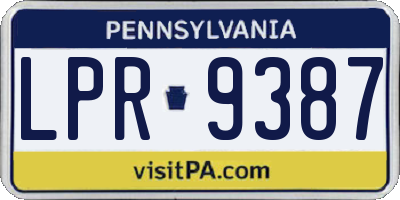 PA license plate LPR9387