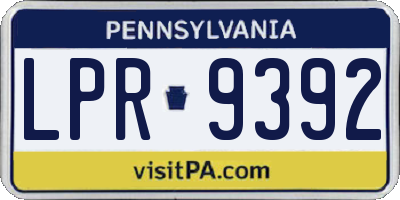 PA license plate LPR9392