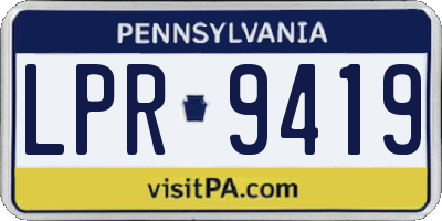 PA license plate LPR9419