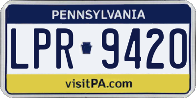 PA license plate LPR9420