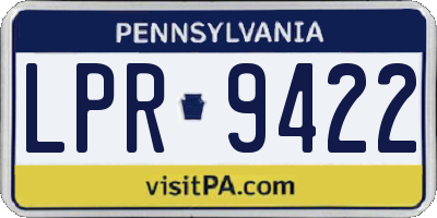 PA license plate LPR9422