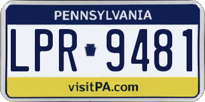 PA license plate LPR9481
