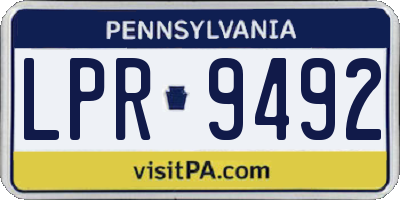 PA license plate LPR9492