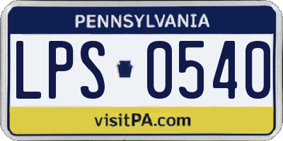 PA license plate LPS0540