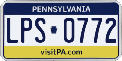 PA license plate LPS0772