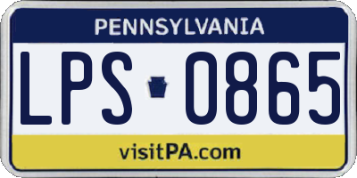 PA license plate LPS0865
