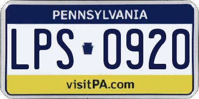 PA license plate LPS0920