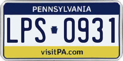 PA license plate LPS0931