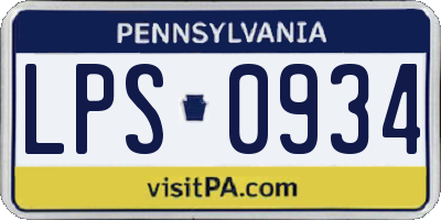 PA license plate LPS0934