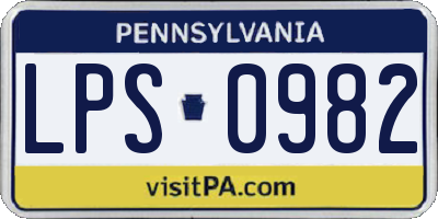 PA license plate LPS0982