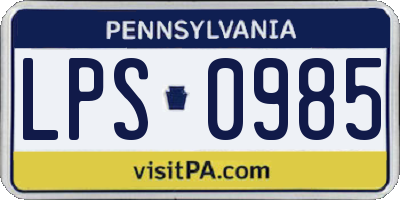 PA license plate LPS0985