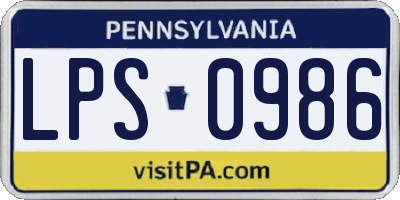 PA license plate LPS0986