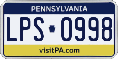 PA license plate LPS0998