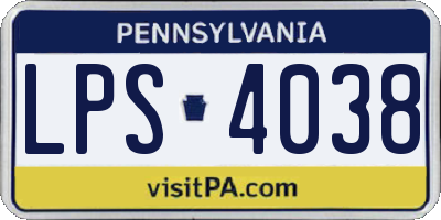 PA license plate LPS4038
