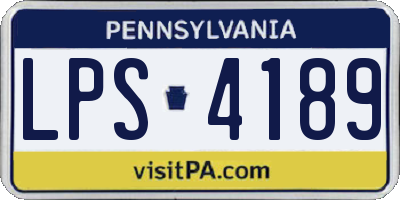 PA license plate LPS4189
