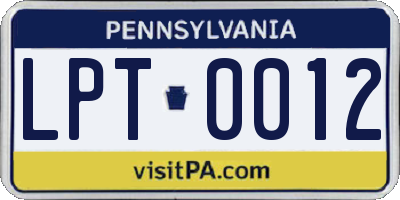 PA license plate LPT0012