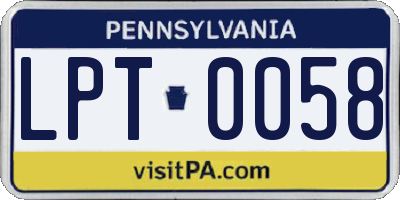 PA license plate LPT0058