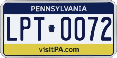 PA license plate LPT0072