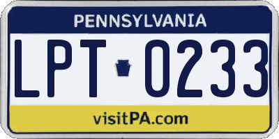 PA license plate LPT0233