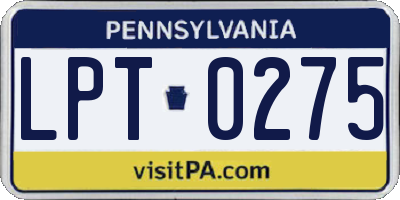 PA license plate LPT0275