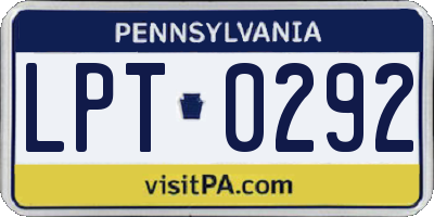 PA license plate LPT0292