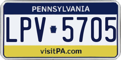 PA license plate LPV5705
